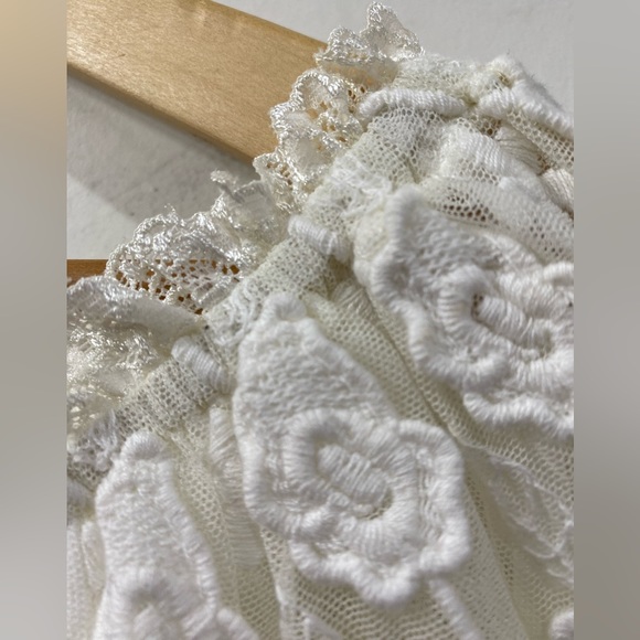 Parisian Collection White Lace Boat neck Short Sleeve Blouse Top size M - Picture 8 of 14